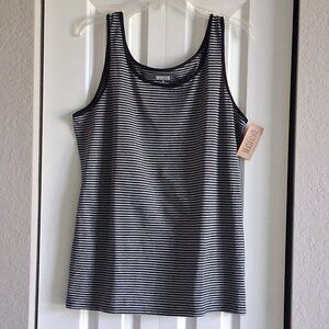 Duluth Trading Co. Gray & Black Stripe No-Tug Tank Top Women's Size XL